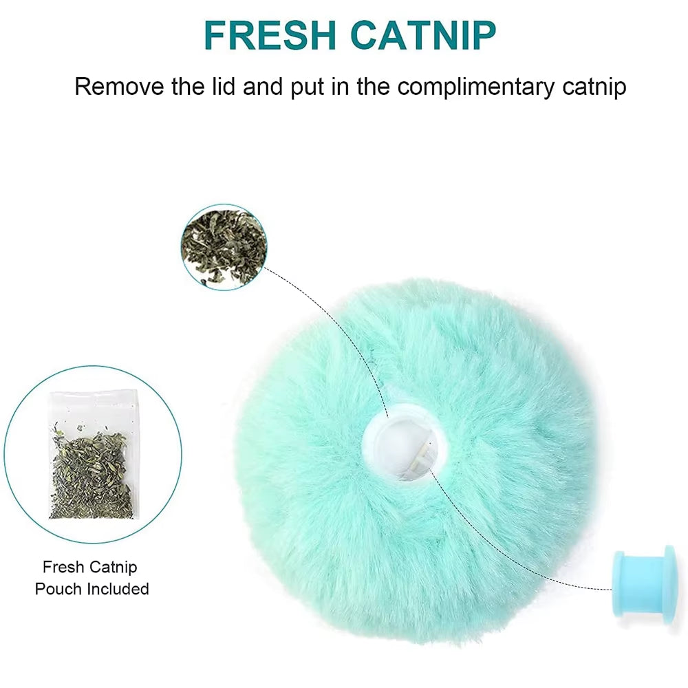 Soft Plush EVA Fleece Smart Cat Toys Interactive Ball with Catnip Cat Training Cute Squeaky Chew Toys Catnip Ball