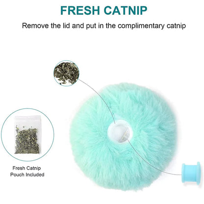 Soft Plush EVA Fleece Smart Cat Toys Interactive Ball with Catnip Cat Training Cute Squeaky Chew Toys Catnip Ball