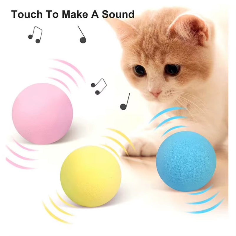 Soft Plush EVA Fleece Smart Cat Toys Interactive Ball with Catnip Cat Training Cute Squeaky Chew Toys Catnip Ball