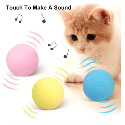 Soft Plush EVA Fleece Smart Cat Toys Interactive Ball with Catnip Cat Training Cute Squeaky Chew Toys Catnip Ball